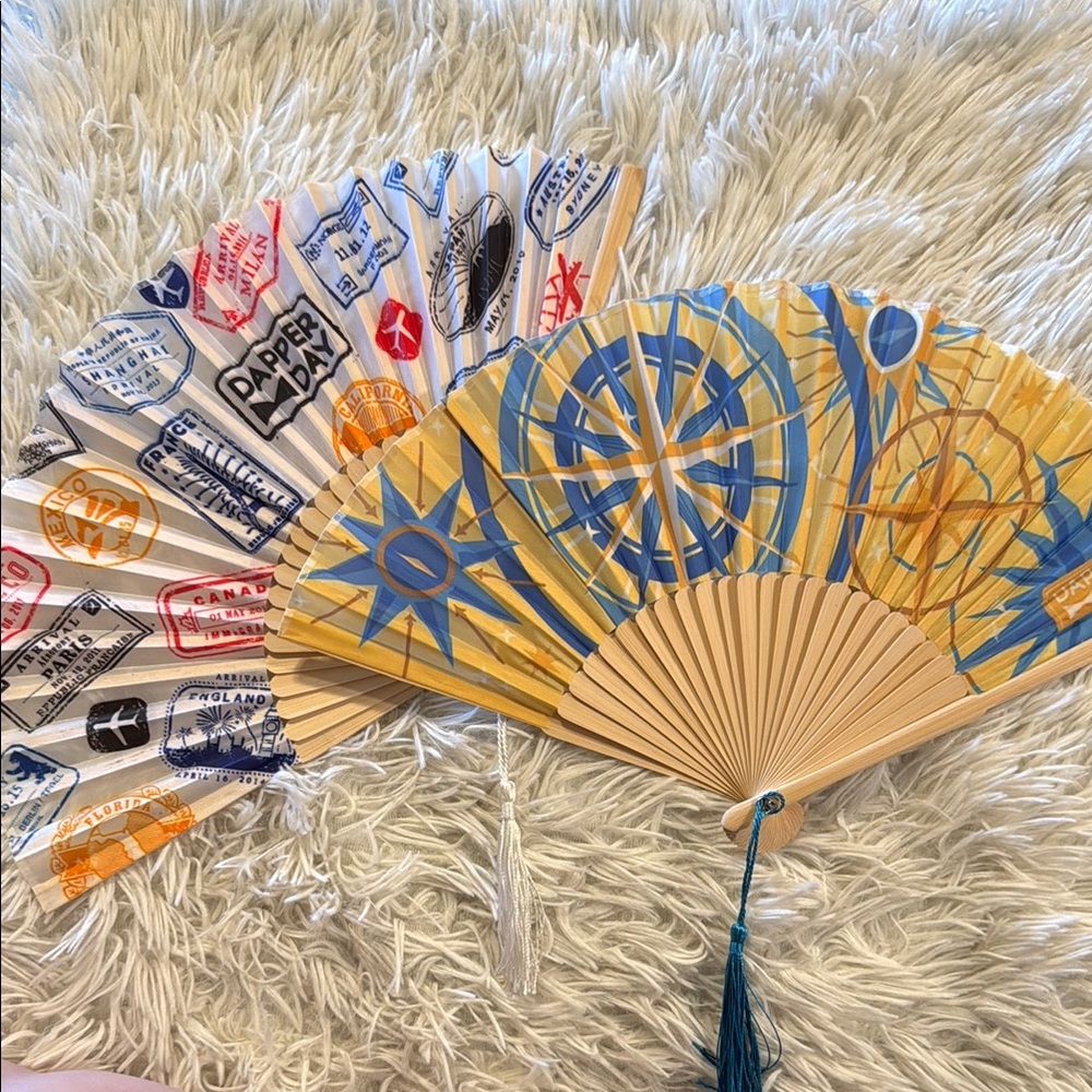 Dapper Day Colorful Travel-Themed Hand Fan